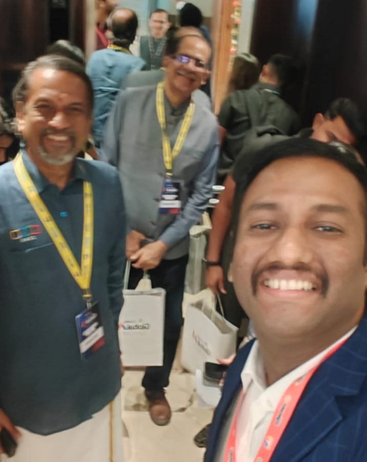 Achyuthan with Shri Sridhar Vembu, CEO - Zoho & Shri Sharad Sharma